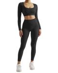 SUUKSESS Women's Long Sleeve Workout Set with Leggings