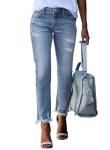 Sky Blue High Waisted Distressed Jeans for Women