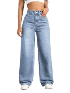 High Waisted Loose Fit Straight Leg Jeans