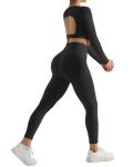 SUUKSESS Women's Long Sleeve Workout Set with Leggings