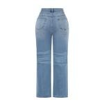 Thunder Star High-Waisted Wide Leg Distressed Jeans