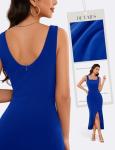 Royal Blue Sleeveless Midi Bodycon Cocktail Dress