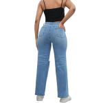 Thunder Star High-Waisted Wide Leg Distressed Jeans