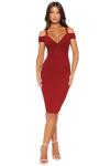 Red V Neck Bodycon Party Dress for Women