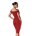 Red V Neck Bodycon Party Dress for Women