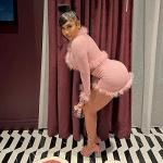 Women Sexy 2 Piece Outfits Rave Tie-up Feather Trim Fur Long Sleeve Cardigan Deep V Blouse