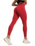 ODODOS Hidden Scrunch Butt Lifting Leggings for Women - 25" No Front Seam High Waist Booty Sculpting Yoga Pants, Red, Small