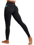 IUGA Invisible Scrunch Butt Lifting Leggings for Women No Front Seam Workout Leggings with Pockets Tummy Control Yoga Pants Black