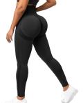 CFR Womens High Waist Leggings Workout Butt Lifting Leggings Booty Scrunch Butt Yoga Pants #0 Black M