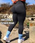CFR Womens High Waist Leggings Workout Butt Lifting Leggings Booty Scrunch Butt Yoga Pants #0 Black M