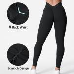 YEOREO Liz Scrunch Workout Leggings for Women High Waisted Butt Lifting V Back Waist Seamless Gym Yoga Leggings Black M