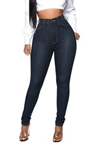 KUNMI Womens Classic High Waisted Skinny Stretch Butt Lifting Jeans Slim Fit Denim Pants Dark Blue