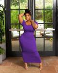 Plus Size Purple Bodycon Maxi Dress for Women