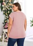 ForHailey Plus Size Tops for Curvy Women Tshirts Summer Tee Crewneck Cap Short Sleeve Tunic Blouse Srping Clothes Dressy Pink 4X-Large