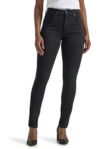 Lee Women's Ultra Lux Comfort Flex Motion High Rise Skinny Jean, Black, 14
