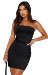 OFEEFAN Summer Black Mini Bodycon Ruched Dress Night Out Dresses XS