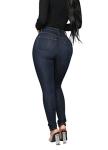 KUNMI Womens Classic High Waisted Skinny Stretch Butt Lifting Jeans Slim Fit Denim Pants Dark Blue