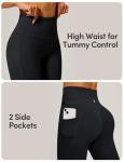 IUGA Hidden Scrunch Butt Lifting Leggings for Women Compression Gym Leggings with Pockets Booty Workout Yoga Pants Tummy Control Black