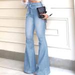 KDF High Waisted Flare Jeans for Women Bell Bottom Jeans with Belt for Women Stretch Wide Leg Jeans