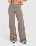 OQQ Yoga Pants Women High Waist Stretch Casual Soft Straight Leg Bottoms Taupe