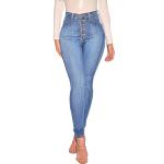 FISCLOSIN Womens High Waist Stretch Jeans 5 Button Push Up Butt Lifting Skinny Colombian Jeans (Medium, Light Blue)