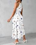 Floral Print Ruched Midi Dress for Summer