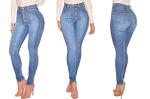 FISCLOSIN Womens High Waist Stretch Jeans 5 Button Push Up Butt Lifting Skinny Colombian Jeans (Medium, Light Blue)