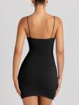 LILLUSORY Women's Black Backless Bodycon Mini Dress