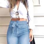 KDF High Waisted Flare Jeans for Women Bell Bottom Jeans with Belt for Women Stretch Wide Leg Jeans