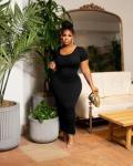 Mrskoala Plus Size Bodycon Maxi Dress - Black