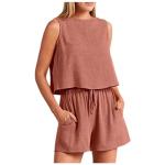 Womens 2 Piece Outfits Trendy Shorts Sets Summer Crew Neck Sleeveless Tank Top and Bottom Matching Beach Vacation Clothes Plus Size Pant Suits for Curvy Women Loungewear Set Summer Reds Xxl