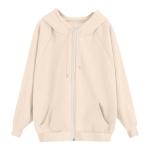 Barnrae Sweatshirt For Women Zip Up Hoodies Clothing Going Out Outfits Cropped Workout Clothes Fall Clothing Womens Clothes 2025 Streetwear Hoodies Plus Size Tops For Curvy Women Cropped (Beige-XXL)