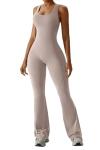 Women's Flare Jumpsuit with Tummy Control - Khaki