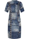 SUZONANA Plus Size Dresses for Women Casual Denim Print V Neck Short Sleeve Maxi Dress Trendy Jean Ripped Streetwear Long Curvy Fashion Party Sundress