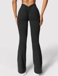 YEOREO Scrunch Flare Leggings V Back Butt Lifting Wide Leg High Waist 31.5" Gym Workout Yoga Pants Black M