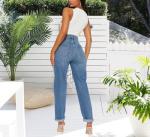 BessCops Boyfriend Stretchy Jeans for Women Mom High Waisted Trendy Denim Jeans