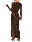 Fall Spring Dresses for Women Sexy Cocktail Formal Wedding Guest Party Club Date Night Vacation Concert Outfits Animal Cheetah Leopard Print Long Sleeve Bodycon Maxi Dress M