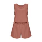 Womens 2 Piece Outfits Trendy Shorts Sets Summer Crew Neck Sleeveless Tank Top and Bottom Matching Beach Vacation Clothes Plus Size Pant Suits for Curvy Women Loungewear Set Summer Reds Xxl