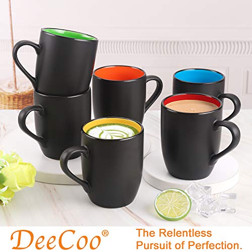 DeeCoo 6-Pack 16 oz Matte Black Coffee Mugs