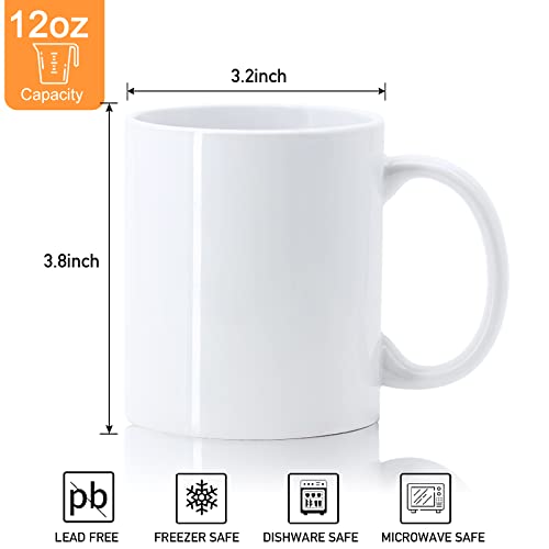 Set of 6 Porcelain Coffee Mugs 12 oz