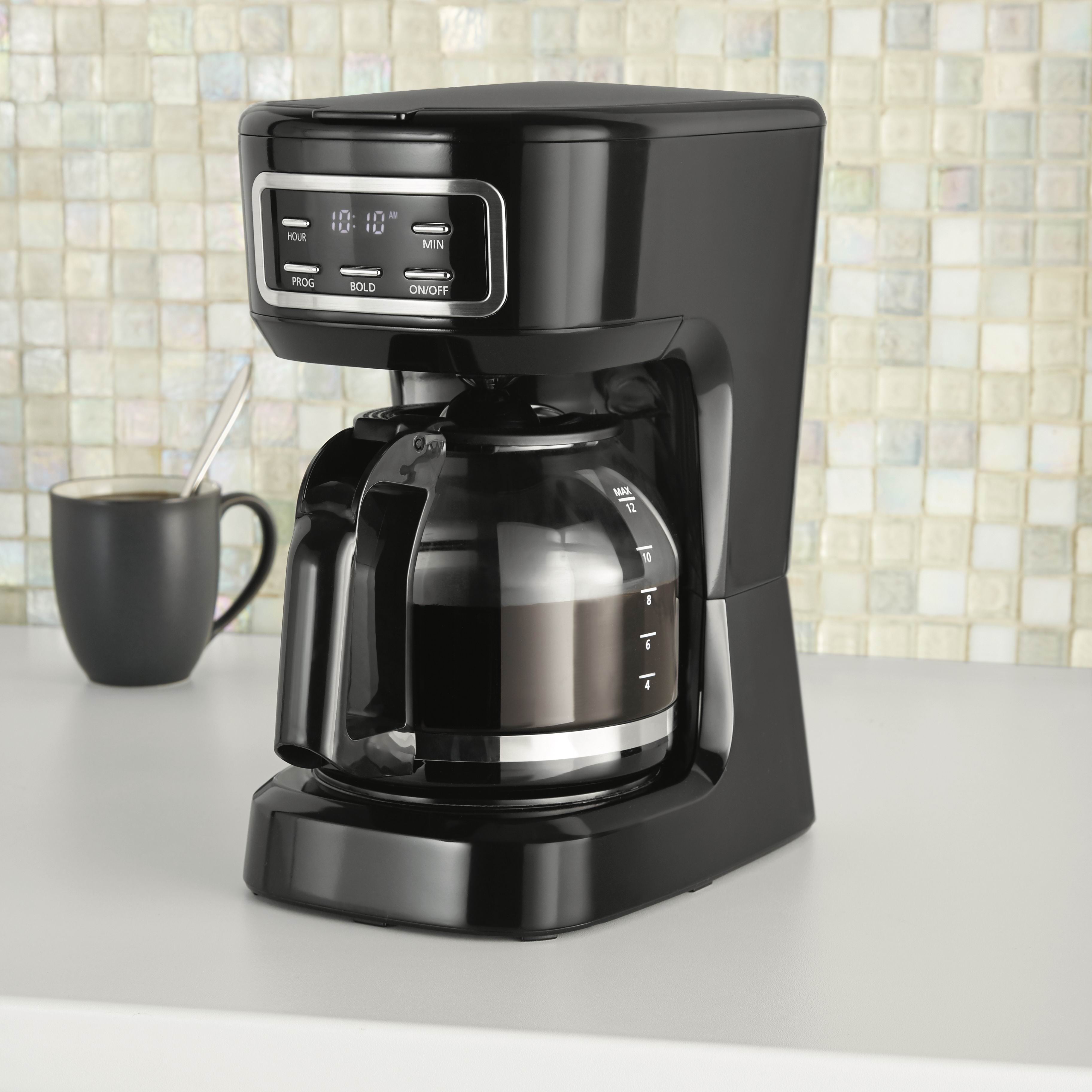Mainstays 12-Cup Programmable Coffee Maker, Black