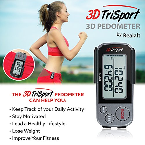 3DTriSport 3D Pedometer with Clip and Strap