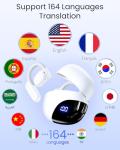 AI Translation Earbuds Real Time 164 Languages 80H Playtime Translator Ear Buds Audifonos Traductores Inglés Español Wireless Earphones Bluetooth AI Headphone for Travel Meeting Learning K08 White