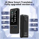Language Translator Device, Voice Ai Translator Device T21 Wi-Fi Available, Two-Way 138 Languages 2025 Instant Translator Offline Recording Photo Translation Device for Business Travel Study
