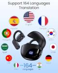 AI Translation Earbuds Real Time 164 Languages 80H Playtime Translator Ear Buds Audifonos Traductores Inglés Español Wireless Earphones Bluetooth AI Headphone for Travel Meeting Learning K08 Black