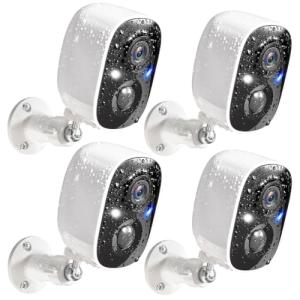 Wireless Outdoor Security Cameras 4 Pack, 2K