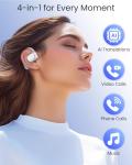 AI Translation Earbuds Real Time 164 Languages 80H Playtime Translator Ear Buds Audifonos Traductores Inglés Español Wireless Earphones Bluetooth AI Headphone for Travel Meeting Learning K08 White