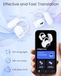 AI Translation Earbuds Real Time 164 Languages 80H Playtime Translator Ear Buds Audifonos Traductores Inglés Español Wireless Earphones Bluetooth AI Headphone for Travel Meeting Learning K08 White