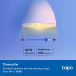 Tapo Smart RGBW Light Bulbs, Voice & App Control