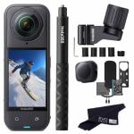 Insta360 X5 Skiing Bundle-8K Waterproof 360 Action Camera with 1/1.28" 48MP Sensors, 8K 360 HDR Video, 72MP, 4K Single-Lens |Bundle Includes Ski Pole Mount, Invisible Selfie Stick, Lens Cap (No Card)
